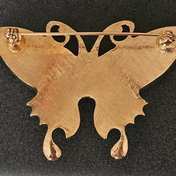 Avon Victorian Butterfly Pin Brooch w Box Retired 1998 Enamel w Faux Opal - Picture 4 of 4